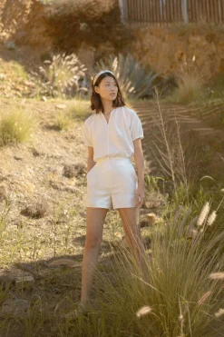 Textured Cotton Puff-Sleeve Top