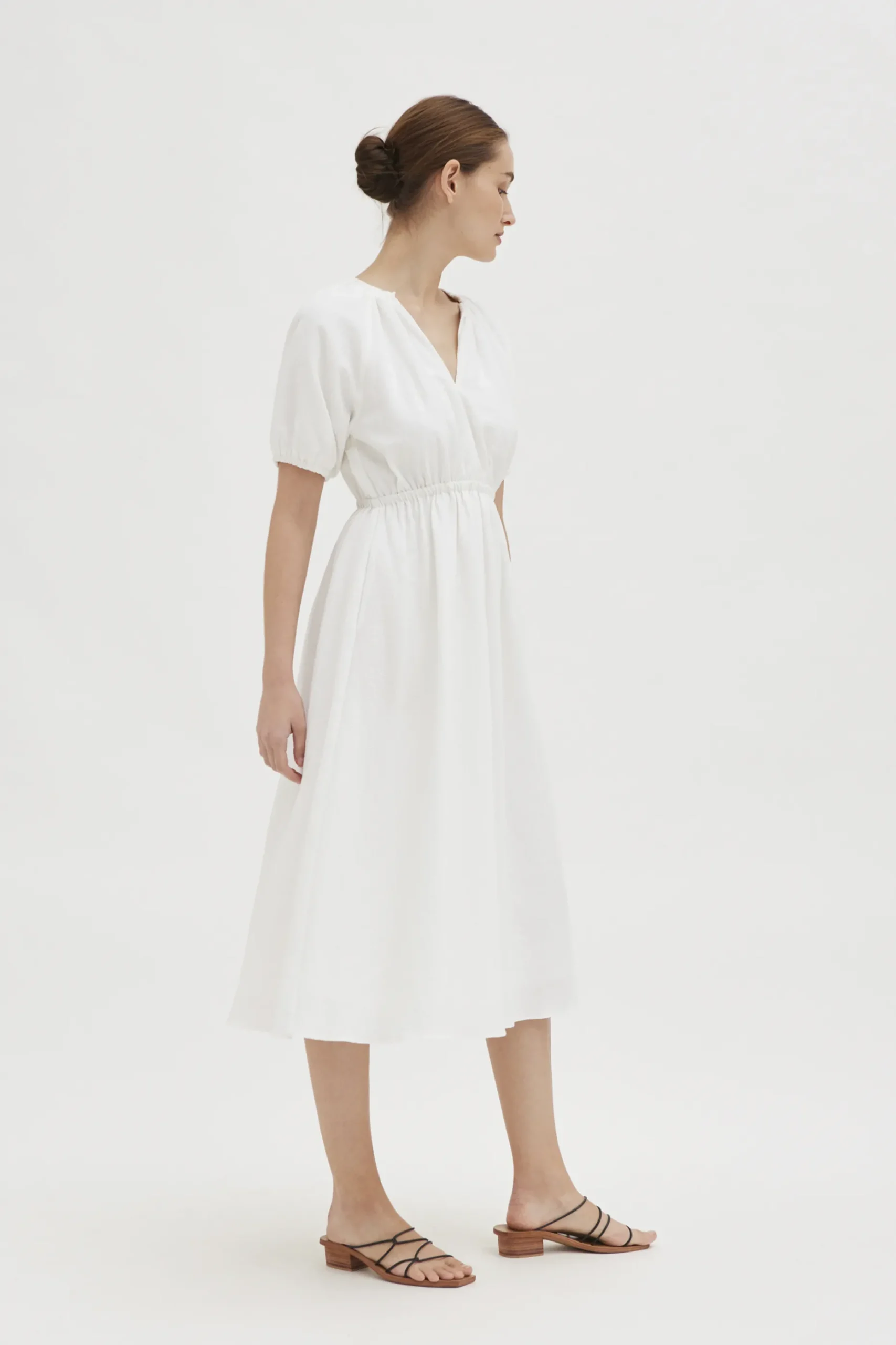 Textured Cotton Puff-Sleeve Dress
