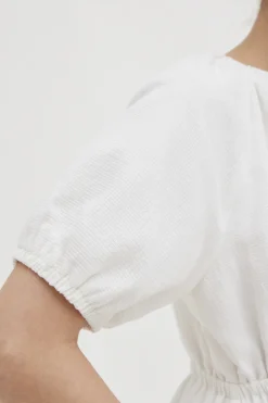 Textured Cotton Puff-Sleeve Dress