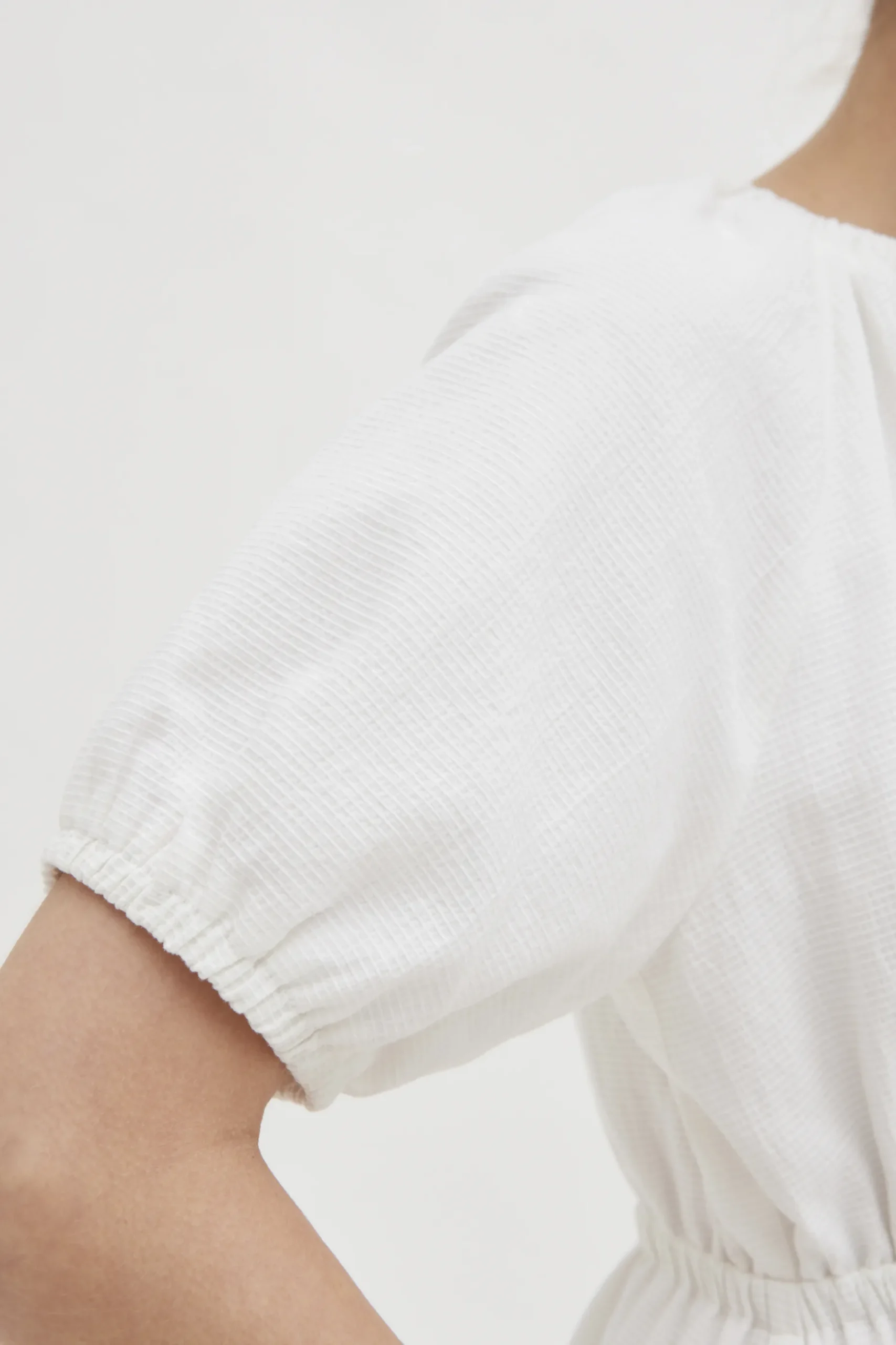 Textured Cotton Puff-Sleeve Dress