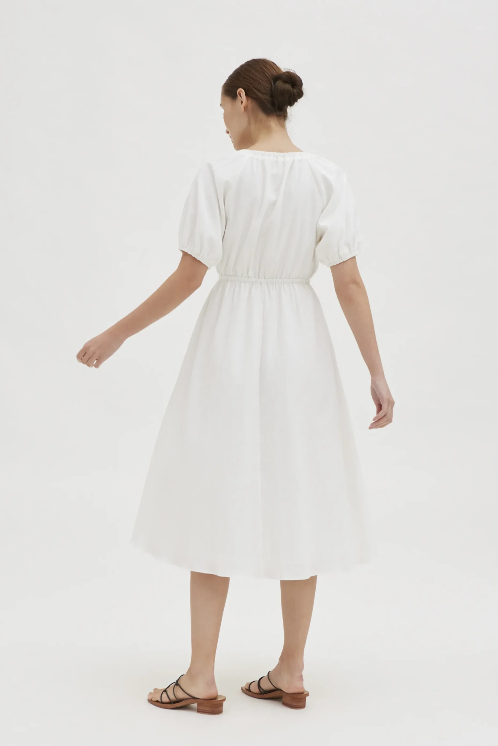 Textured Cotton Puff-Sleeve Dress