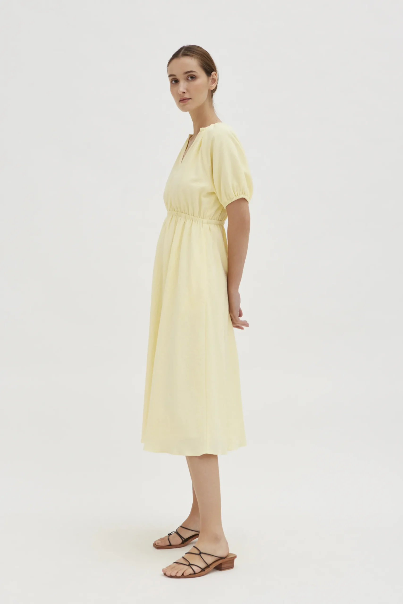 Textured Cotton Puff-Sleeve Dress