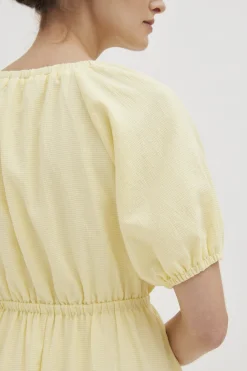Textured Cotton Puff-Sleeve Dress
