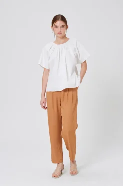 Textured Cotton Smocked Blouse