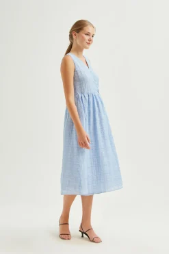 Textured Cotton Wrap Dress