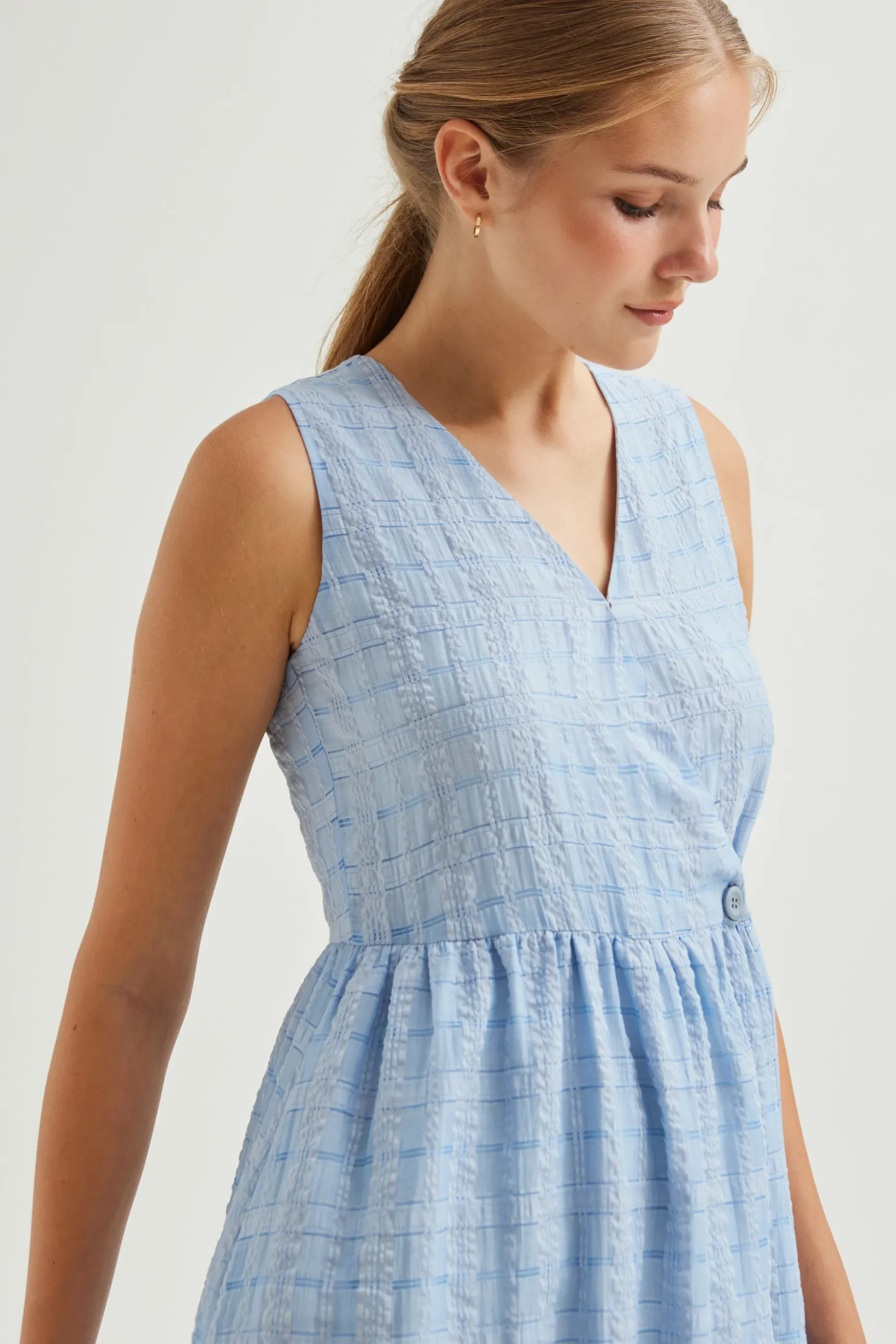 Textured Cotton Wrap Dress