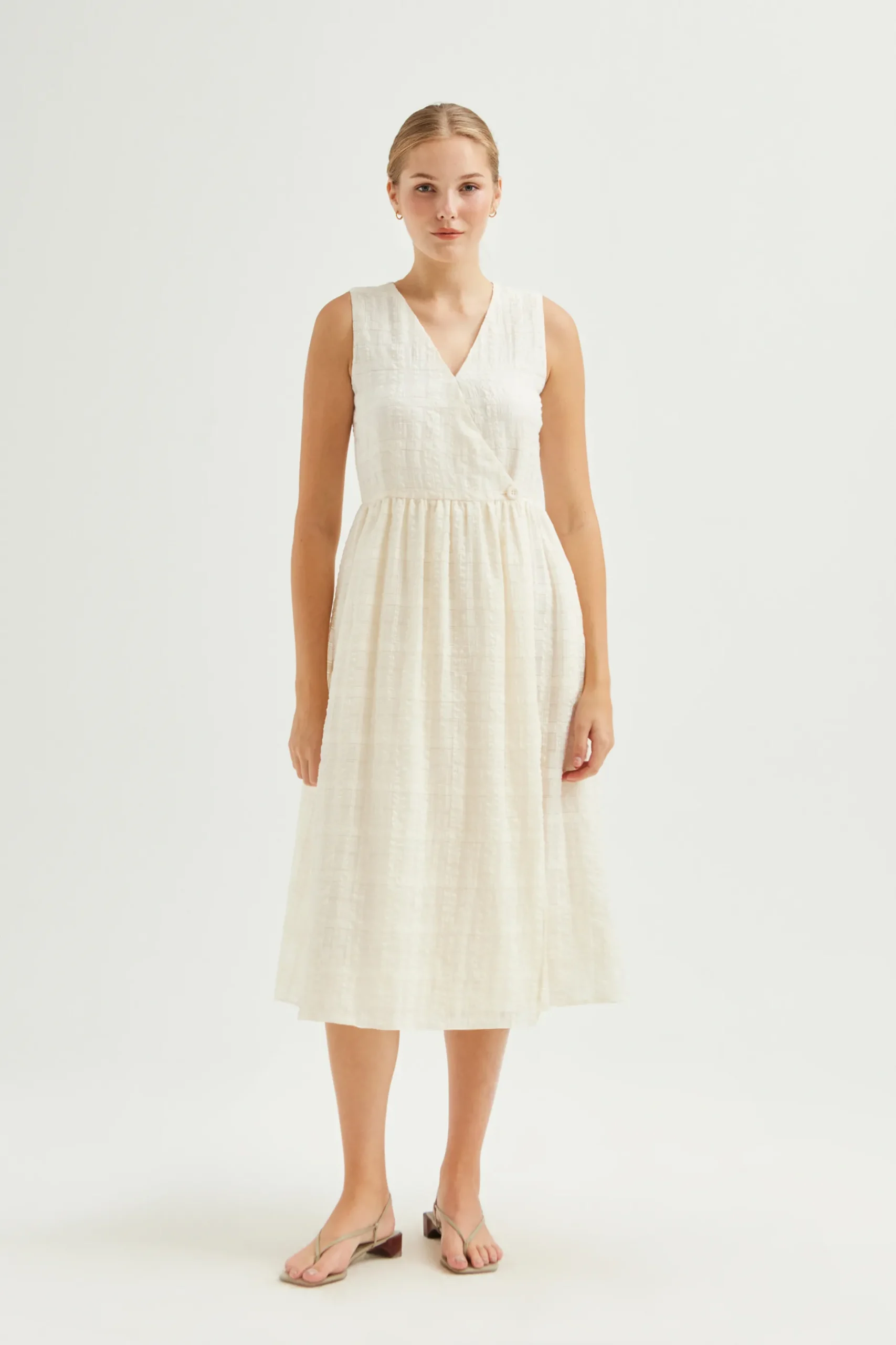 Textured Cotton Wrap Dress