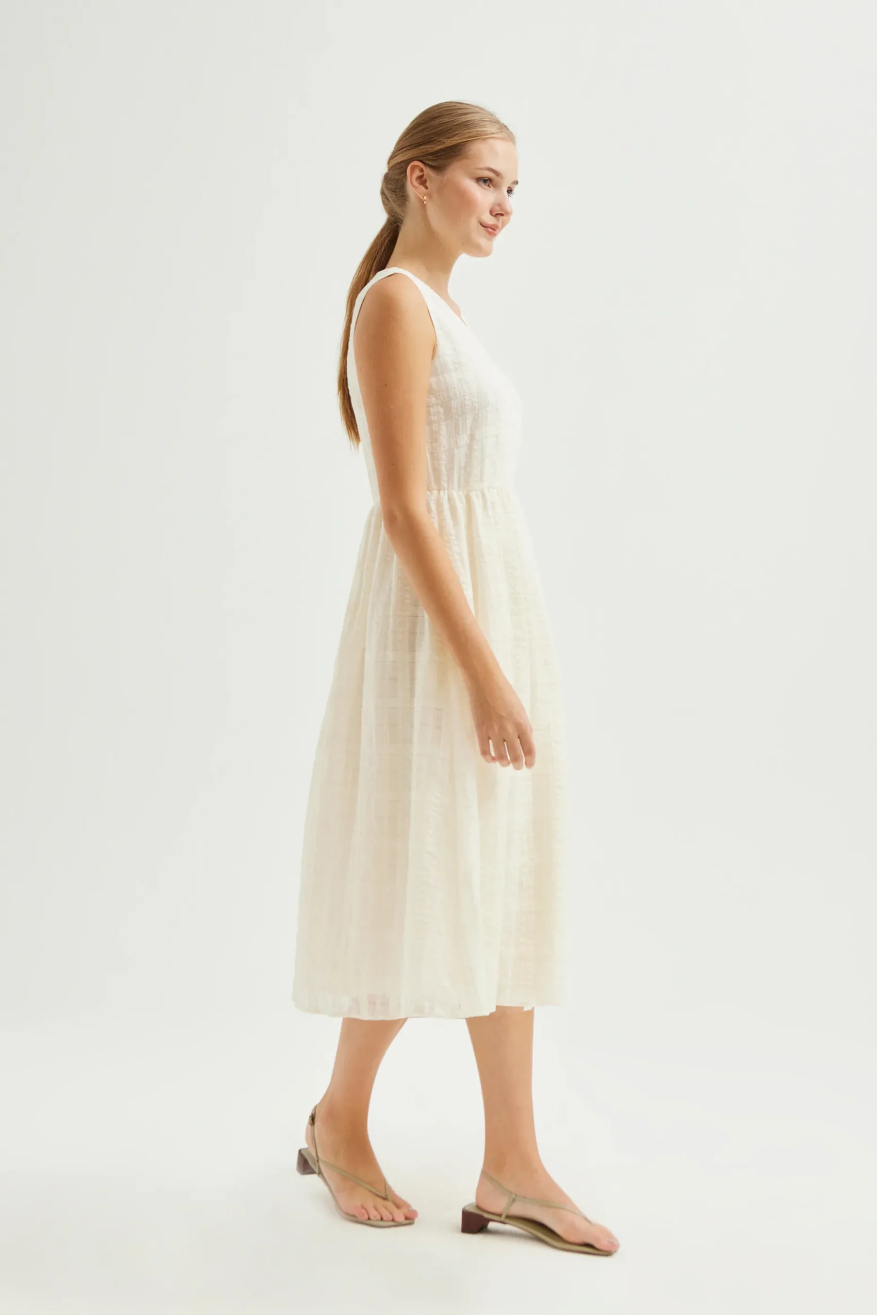 Textured Cotton Wrap Dress