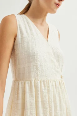Textured Cotton Wrap Dress