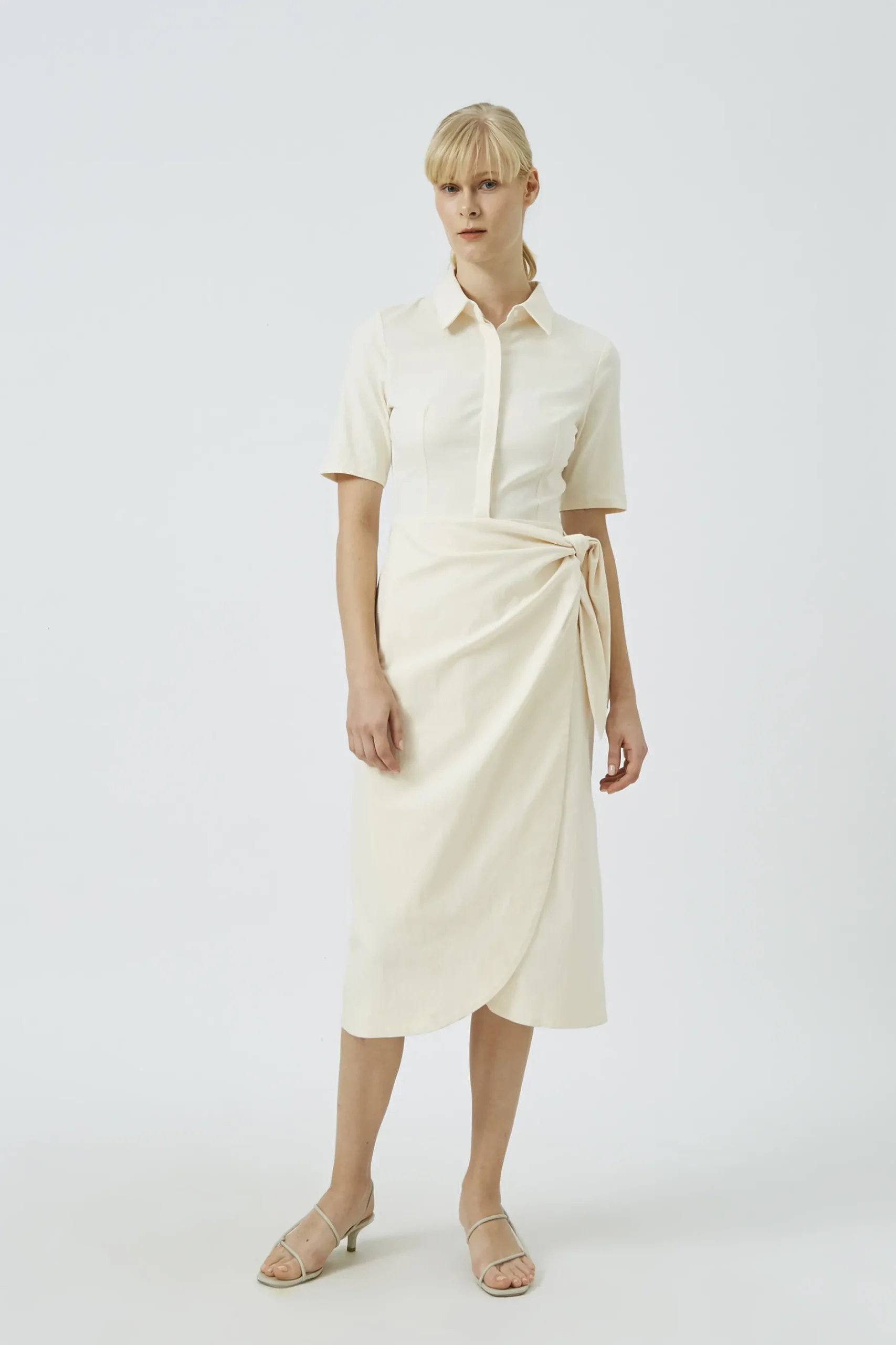 Textured Cotton Wrap Dress