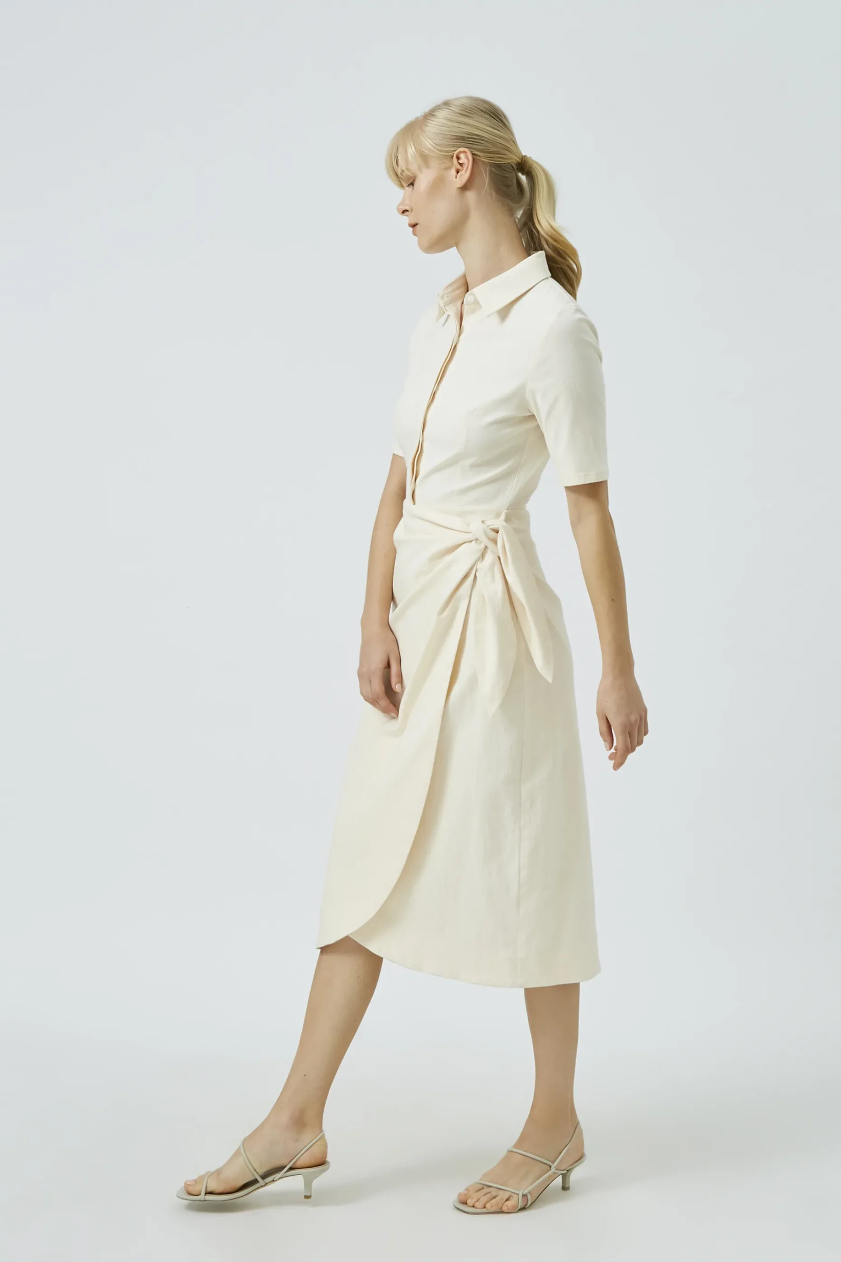 Textured Cotton Wrap Dress