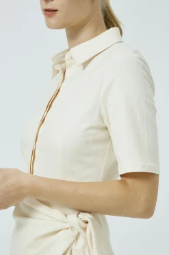 Textured Cotton Wrap Dress