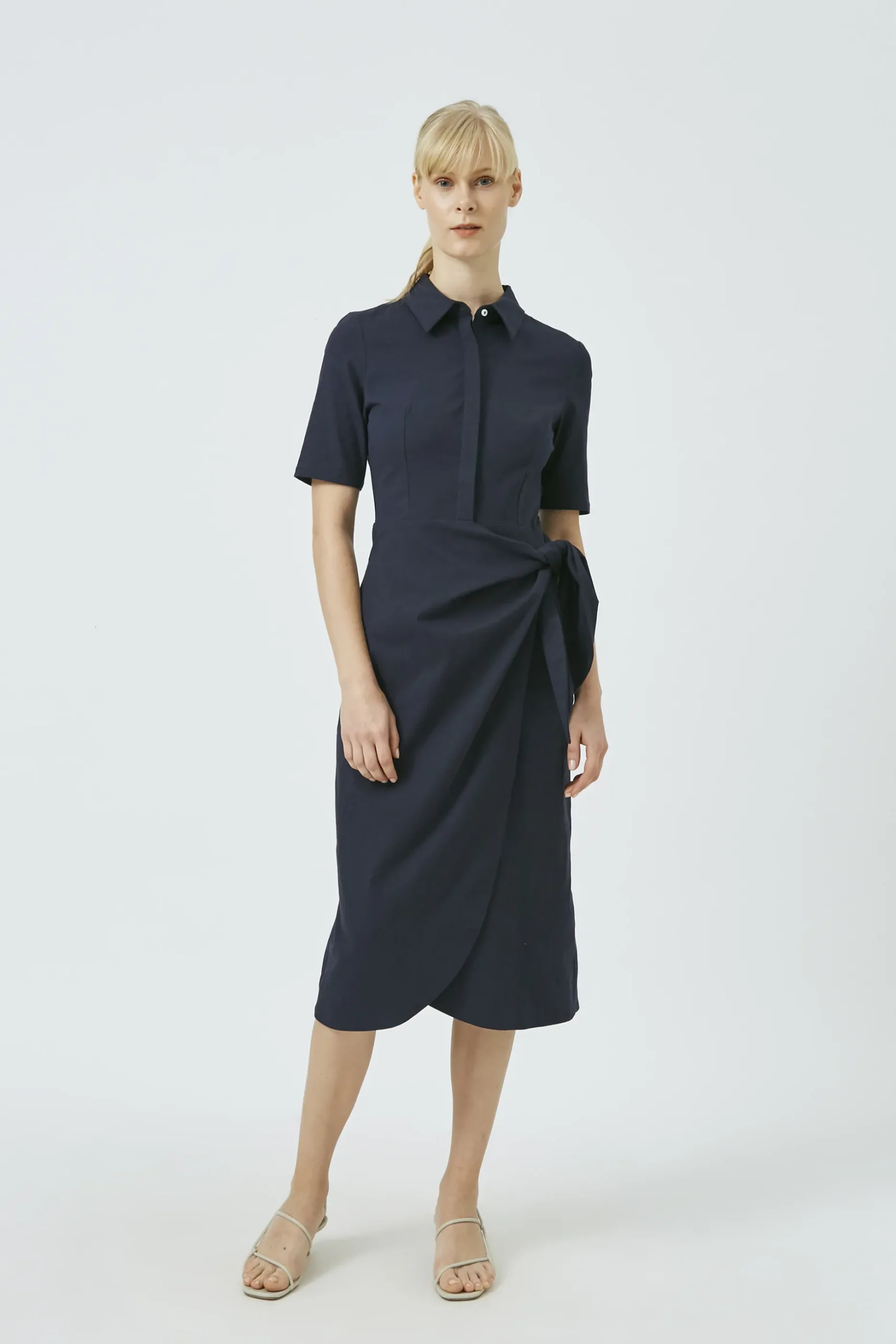 Textured Cotton Wrap Dress