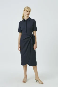 Textured Cotton Wrap Dress
