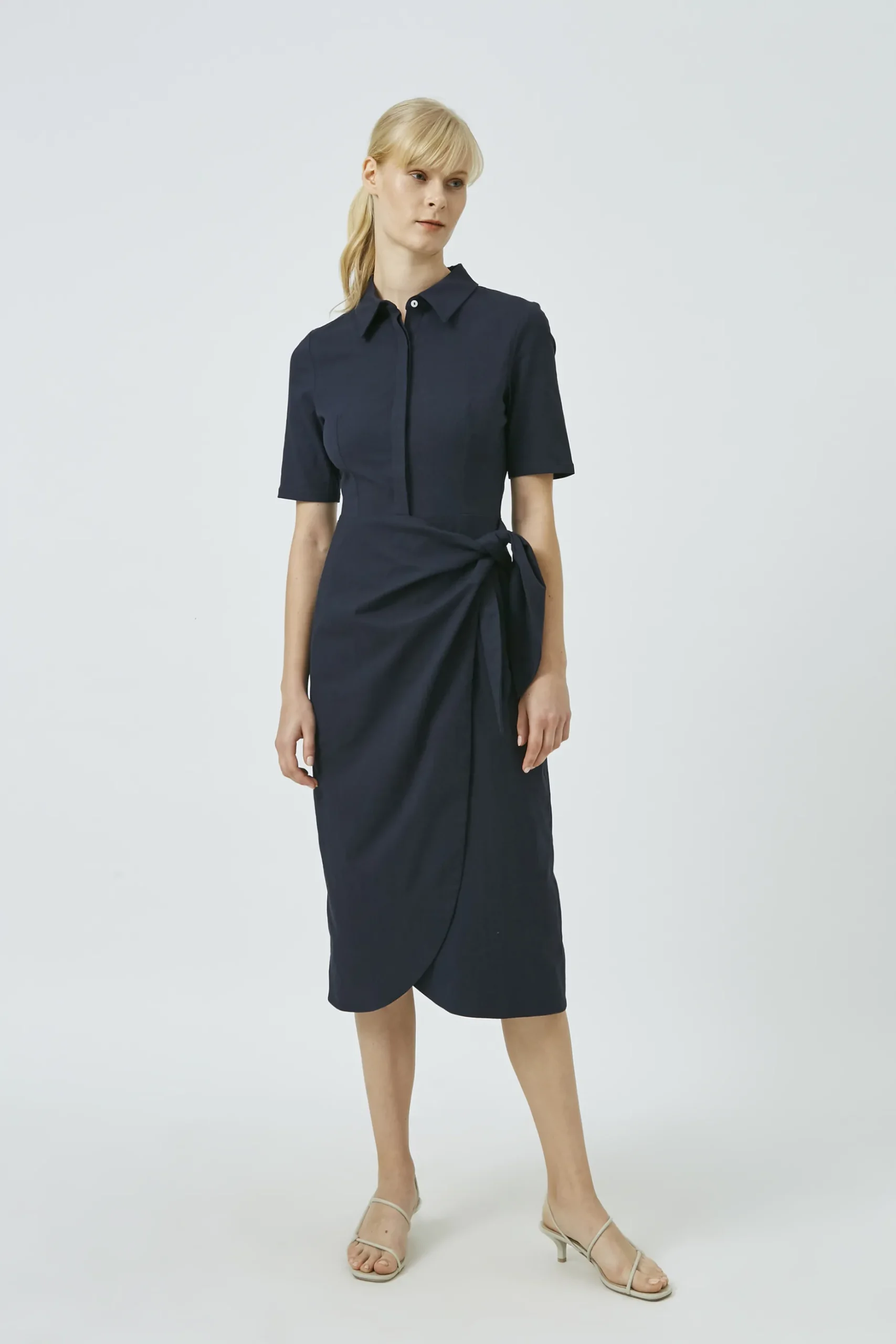 Textured Cotton Wrap Dress