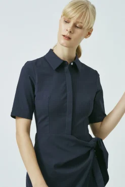 Textured Cotton Wrap Dress