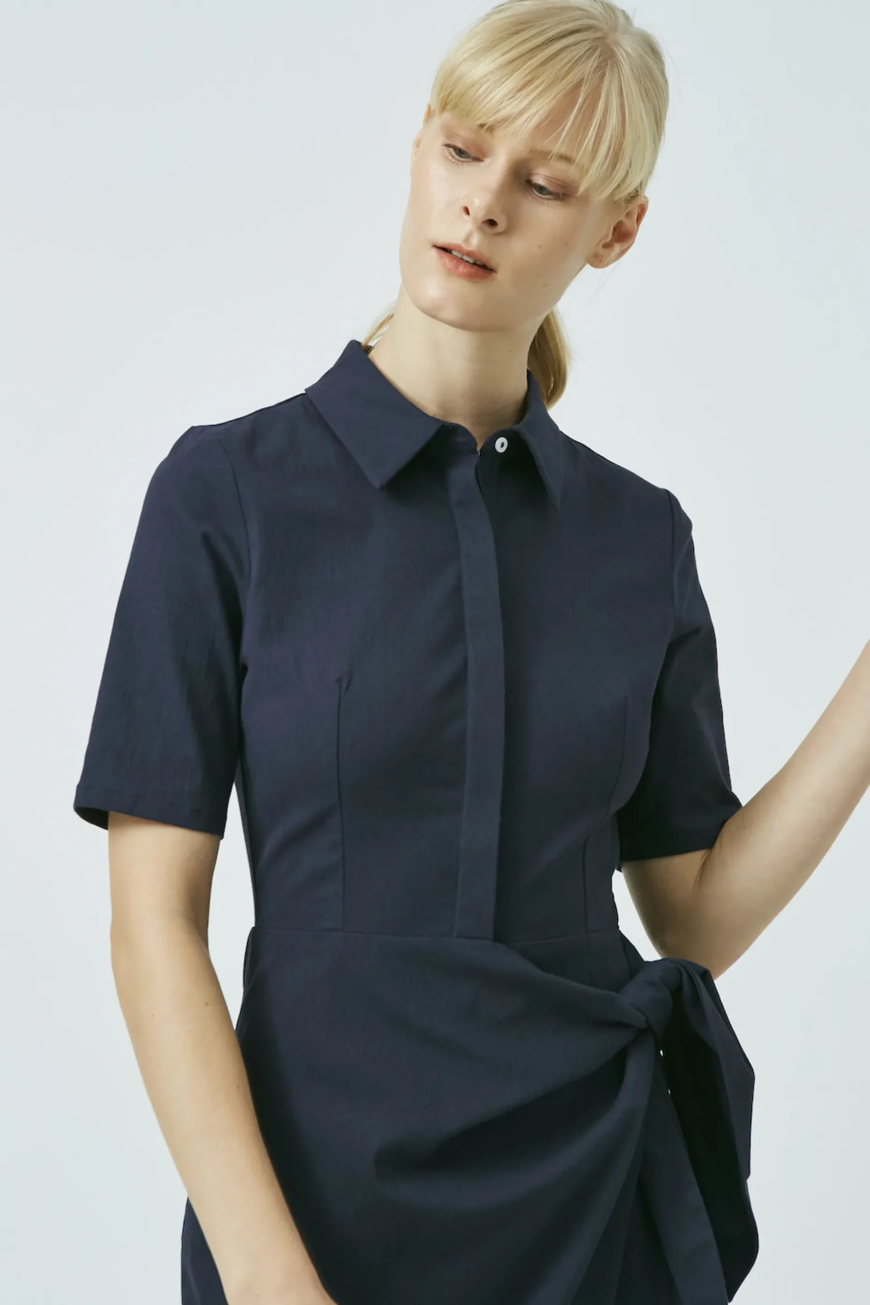Textured Cotton Wrap Dress