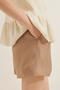 Textured High-Waisted Rayon Shorts