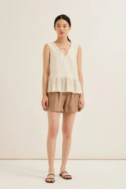 Textured High-Waisted Rayon Shorts