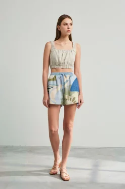Textured Linen Crop Top