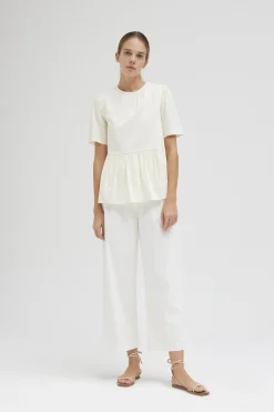Textured Rayon Peplum Blouse