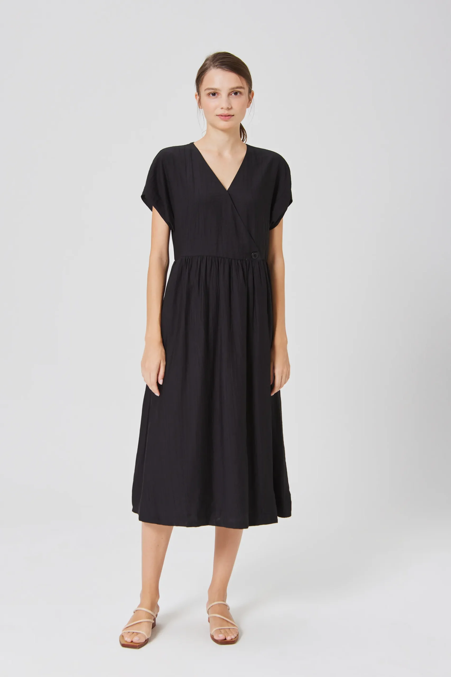 Textured Rayon Wrap Dress
