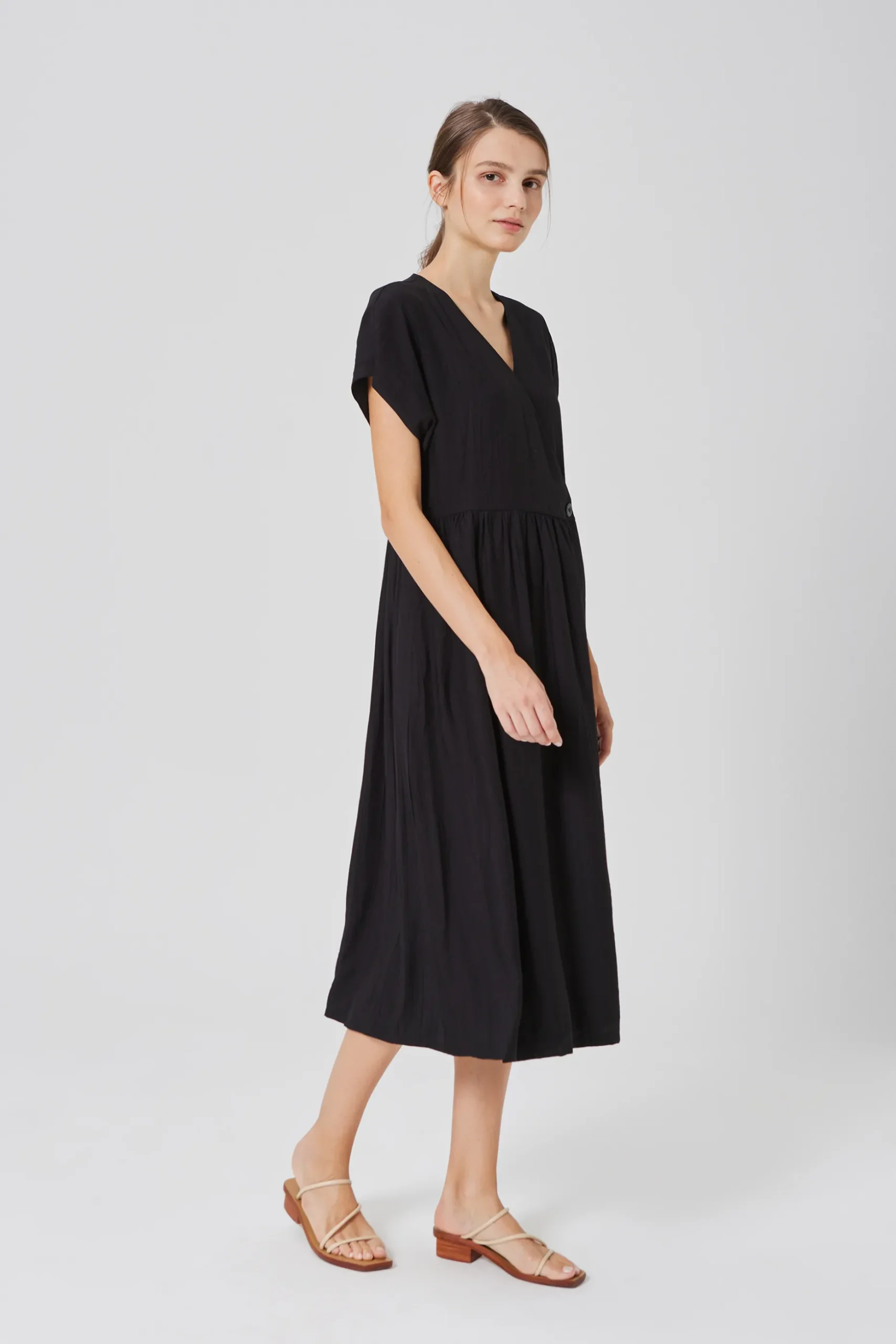 Textured Rayon Wrap Dress