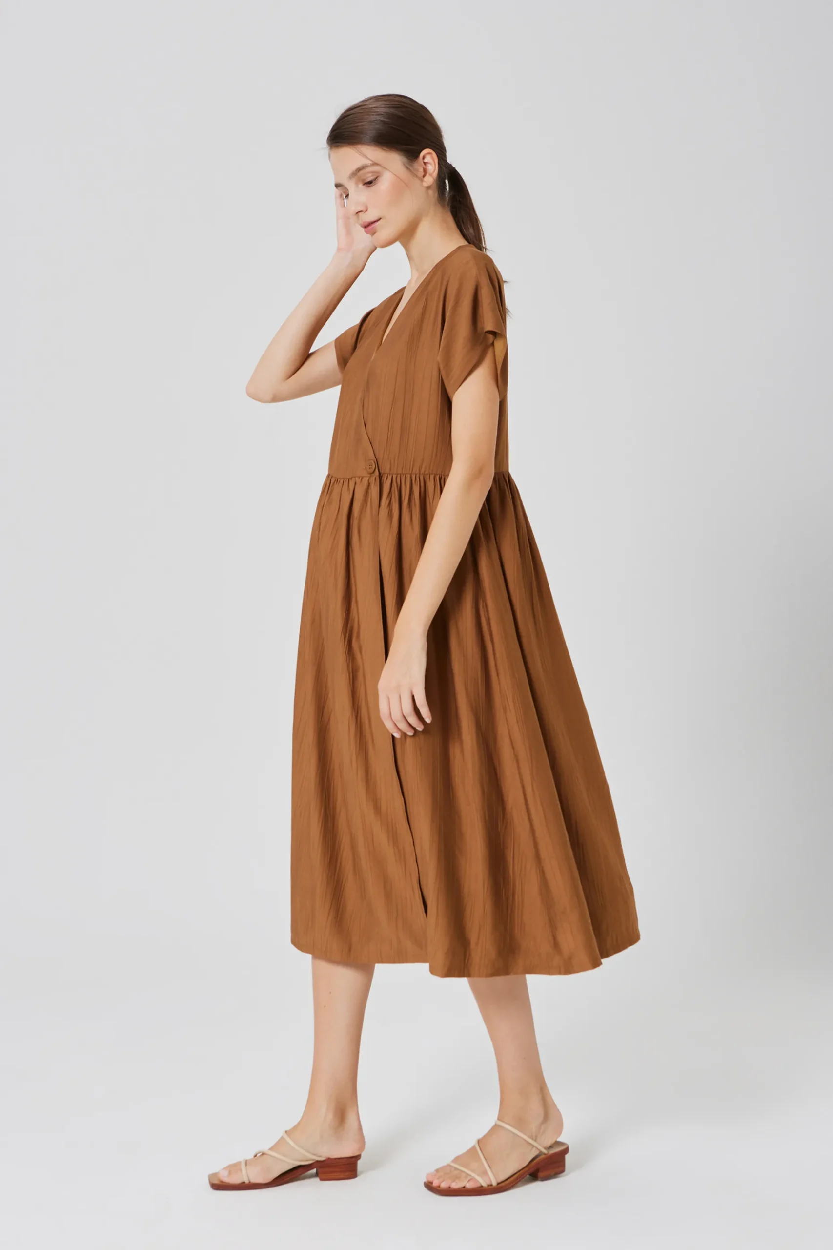 Textured Rayon Wrap Dress