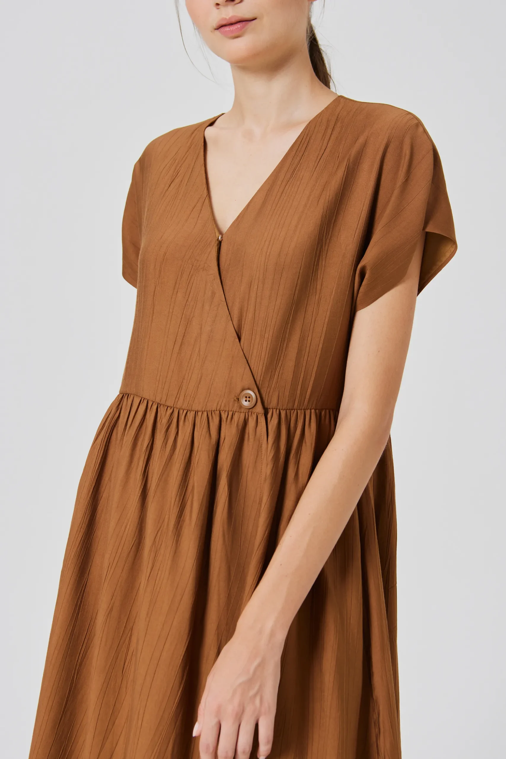 Textured Rayon Wrap Dress