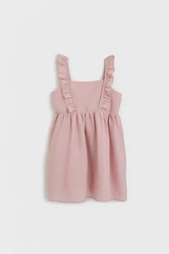 Textured Ruffle Sleeve Dress