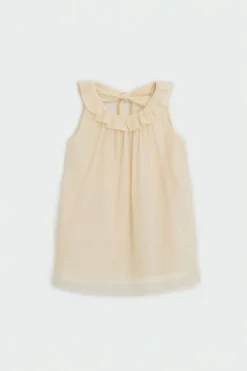 Textured Ruffle Tie-Back Dress