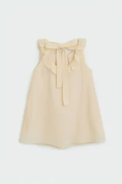 Textured Ruffle Tie-Back Dress