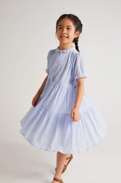 Textured Tiered Collared Dress