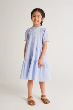 Textured Tiered Collared Dress