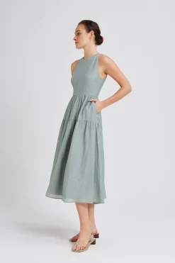 Textured Tiered Midi Dress