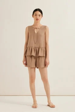 Textured Two-Way Peplum Top