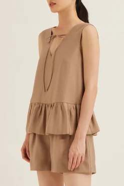 Textured Two-Way Peplum Top