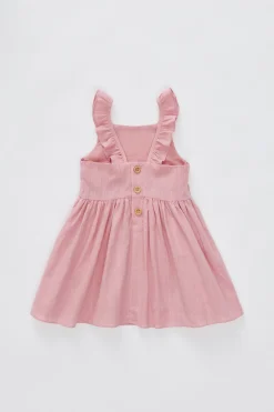 Textured V-Back Ruffle Dress