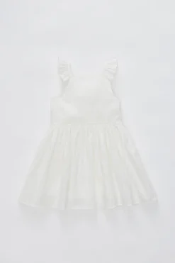 Textured V-Back Ruffle Dress