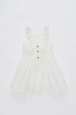 Textured V-Back Ruffle Dress