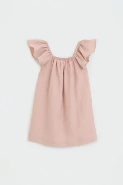Textured Viscose Flutter Sleeve Dress