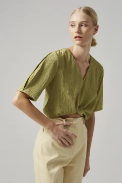 Textured Wrap Top