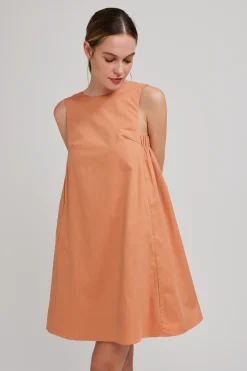 V-Back Gathered Shift Dress