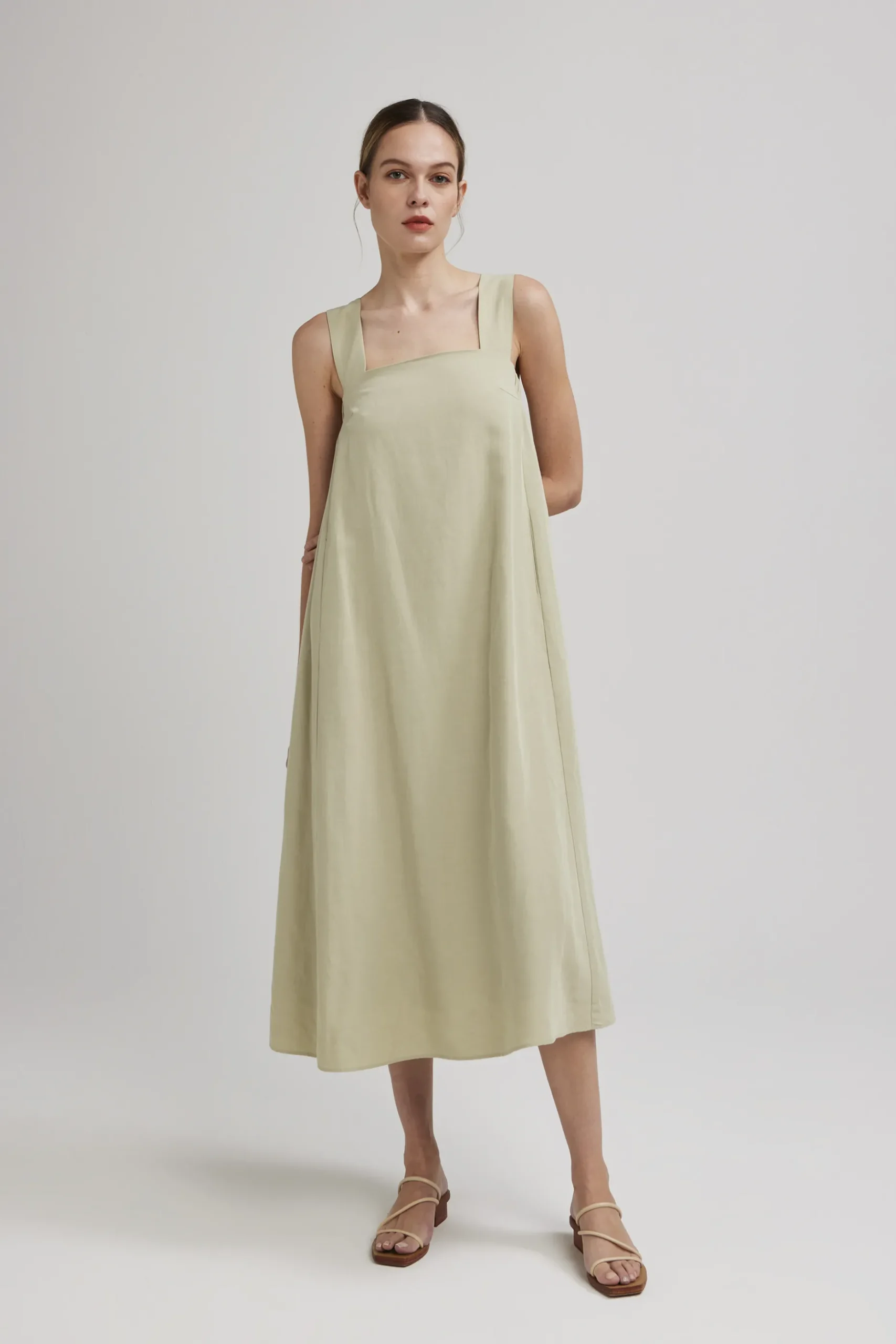 V-Back Gathered Tent Dress