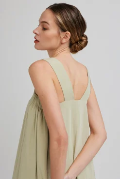 V-Back Gathered Tent Dress