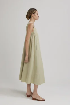 V-Back Gathered Tent Dress