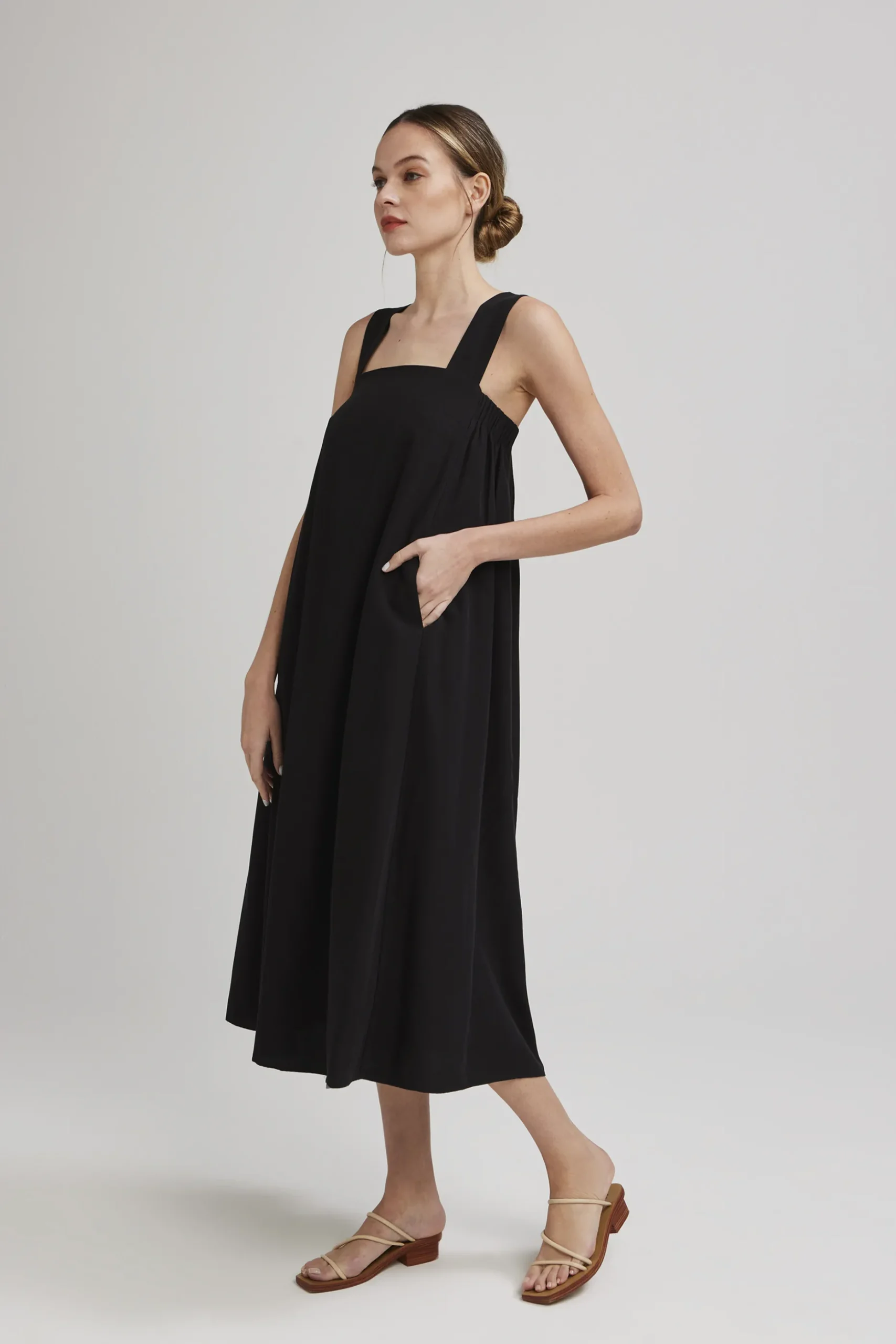 V-Back Gathered Tent Dress