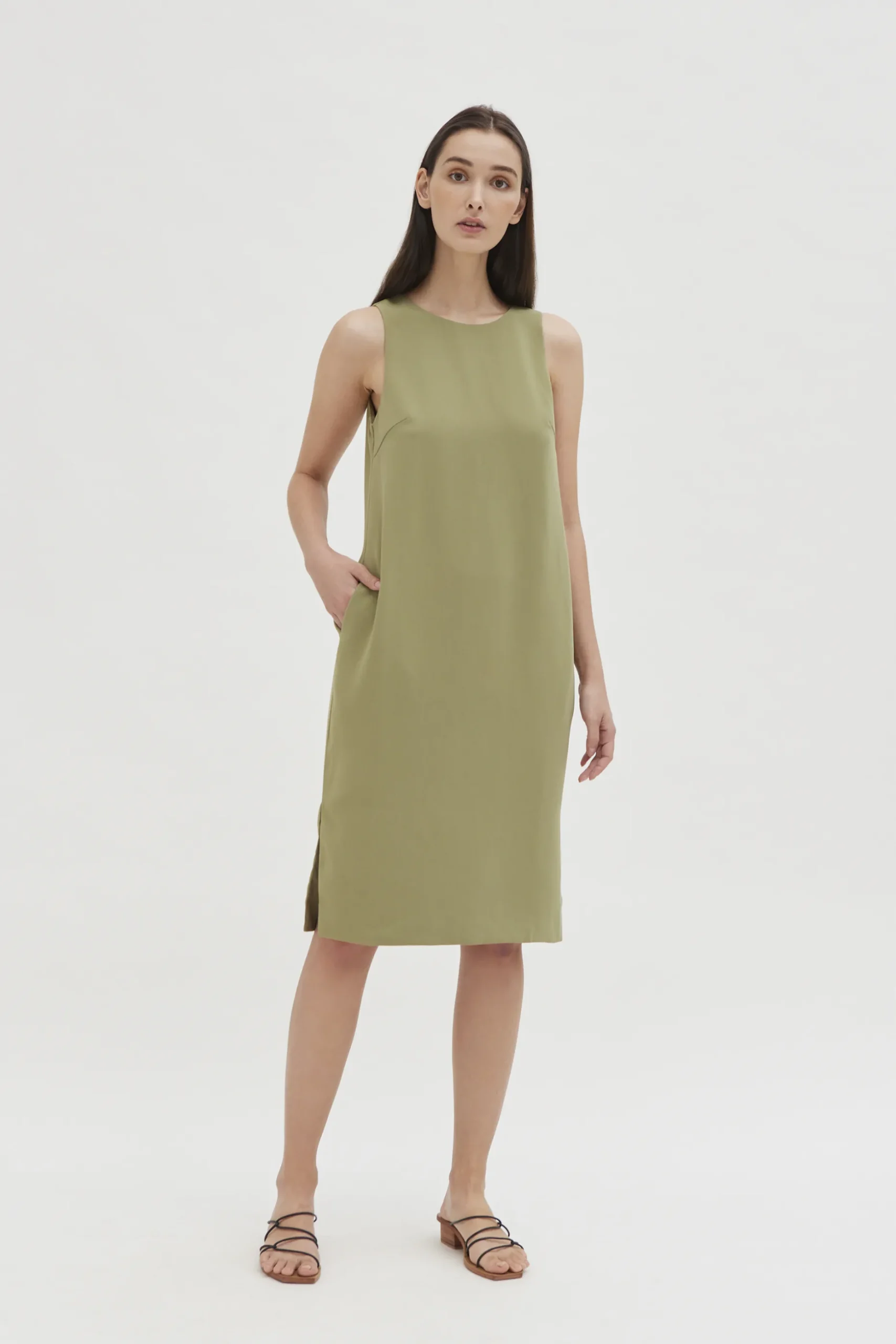 V-Back Midi Dress