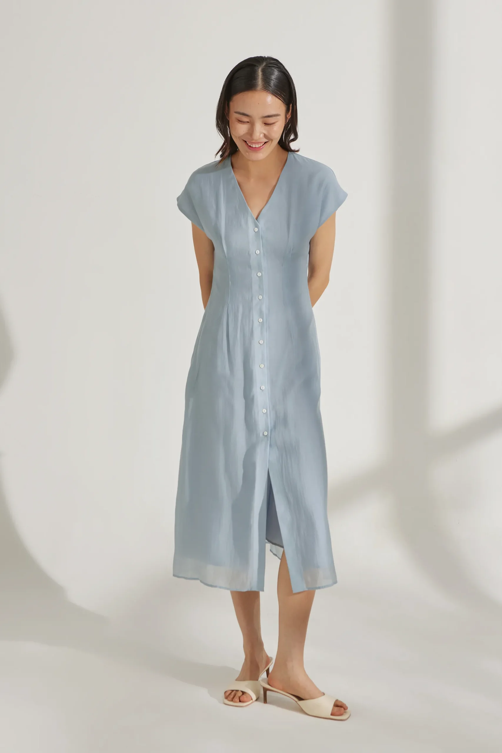 Viscose Cap Sleeve Midi Dress