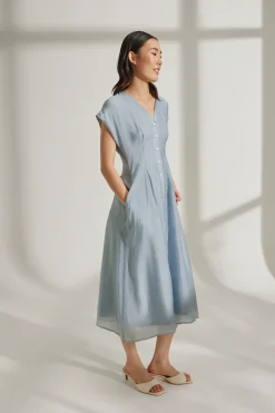 Viscose Cap Sleeve Midi Dress